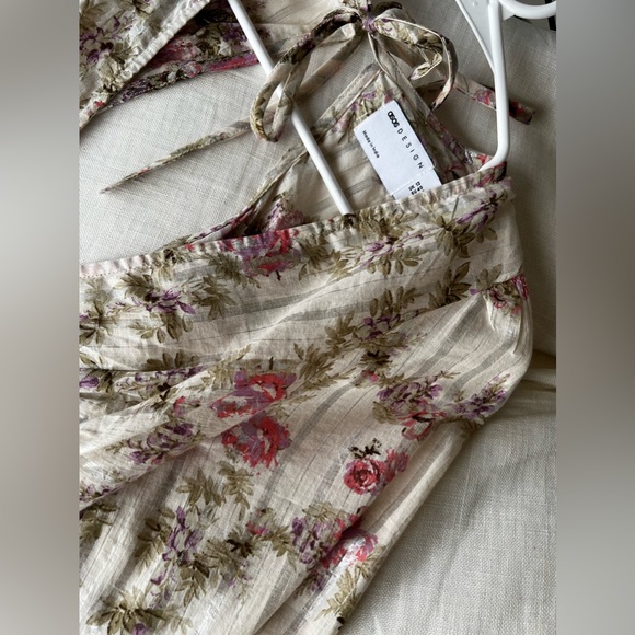 ASOS DESIGN button through skater mini dress in stripe floral print - Picture 12 of 12